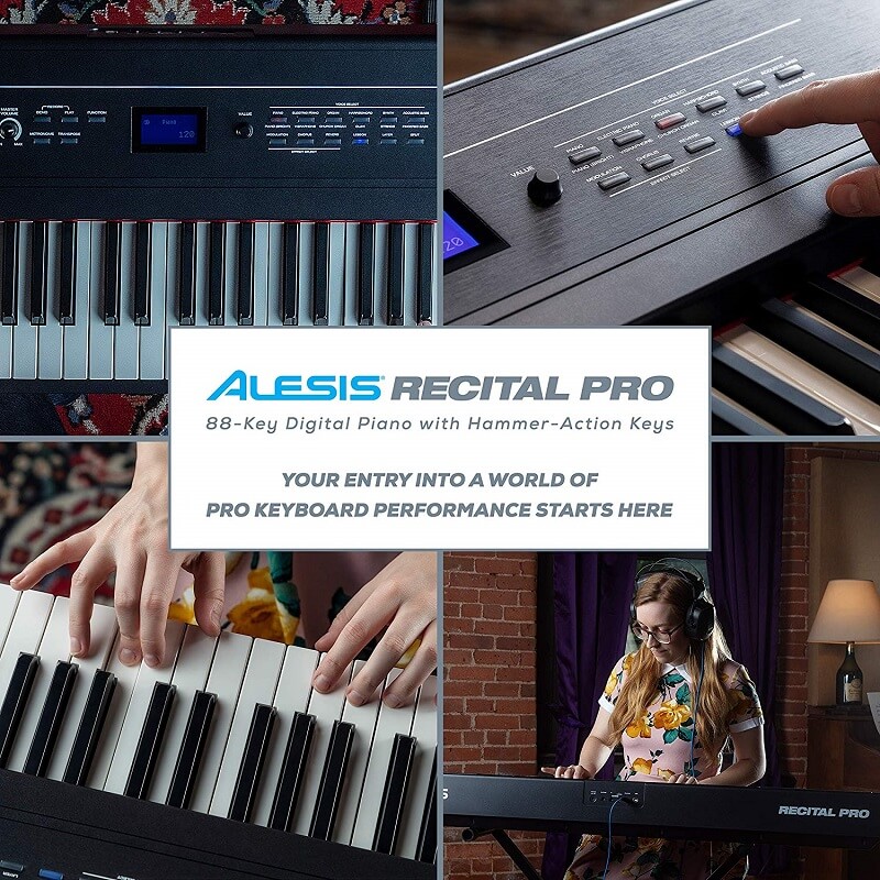 Alesis Recital Pro  88-Key Digital Piano with Hammer-Action Keys 