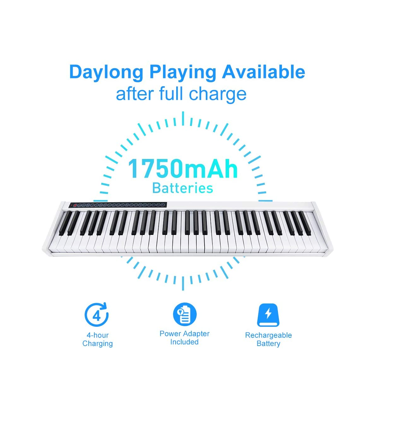 🇺🇸🇬🇧]Vangoa VGD882 Folding Piano Keyboard Portable 88 Keys White